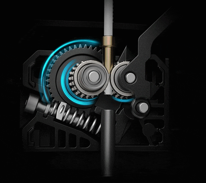 El extrusor dual de engranajes directos Sprite en la impresora 3D Ender 3 V3 SE